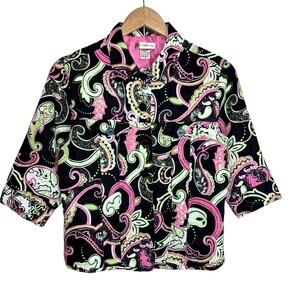 Vintage Y2K Patrick Christopher Women's Paisley Print Blazer Vibrant Jacket M